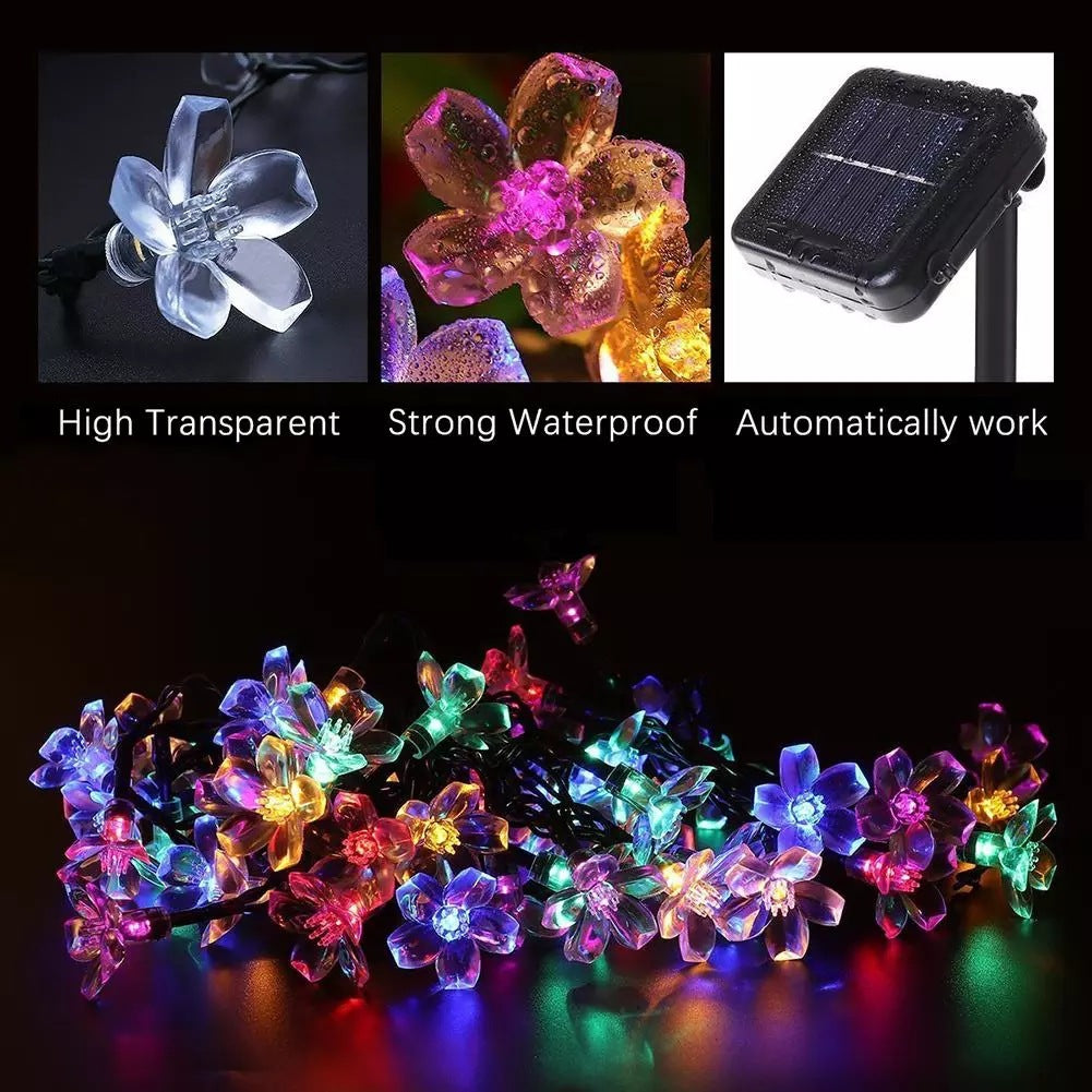 Solar-powered String Flowers Flashing Light