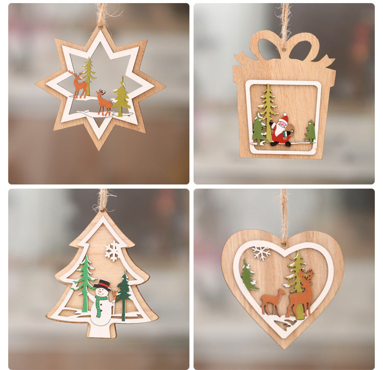 Wooden five-pointed star bell pendant