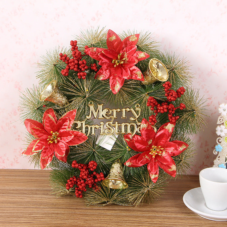 Clover Wreath Natural Pine Decorative Christmas Garland with Frost
