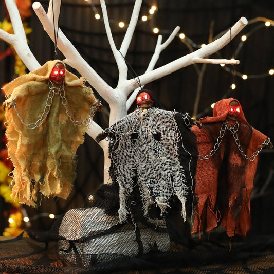 Hanging Ghost Iron Chain Glowing Skull