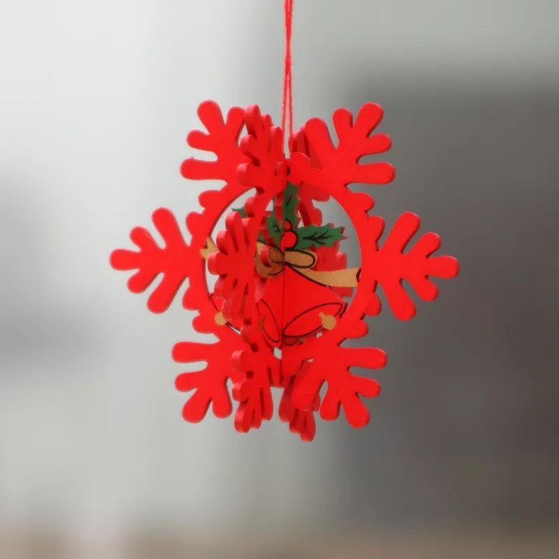 Wooden five-pointed star bell pendant