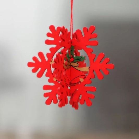 Wooden five-pointed star bell pendant