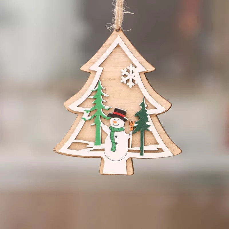Wooden five-pointed star bell pendant