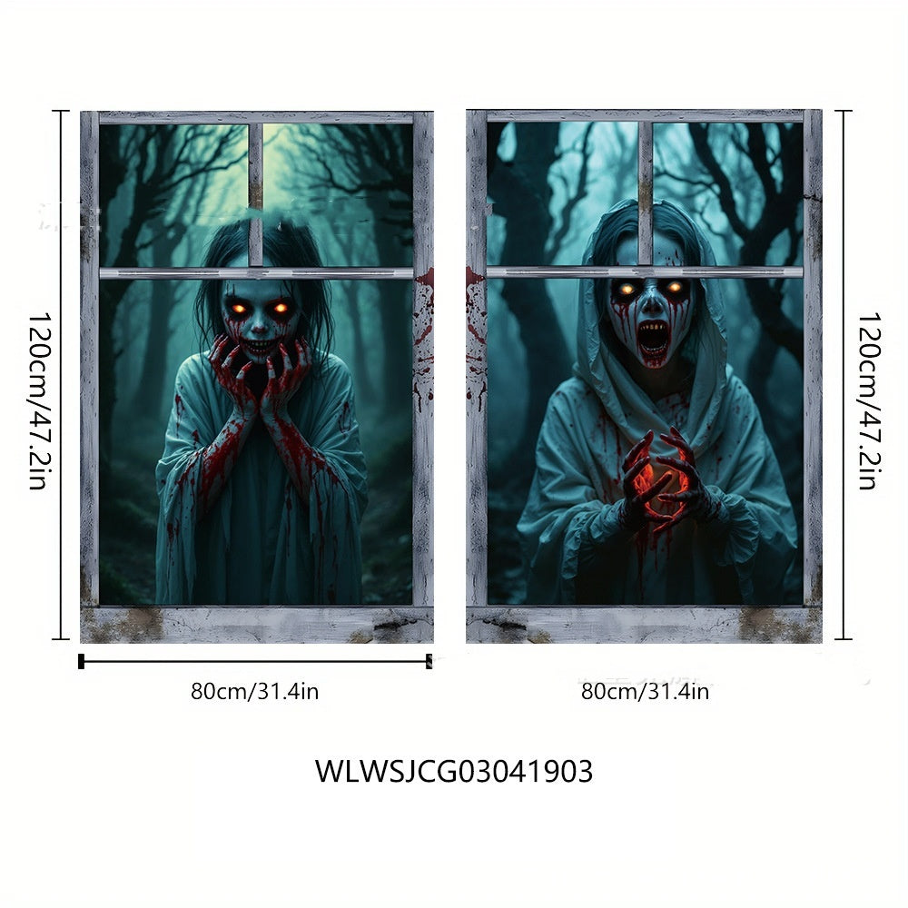 3D Witch Halloween Window Cover