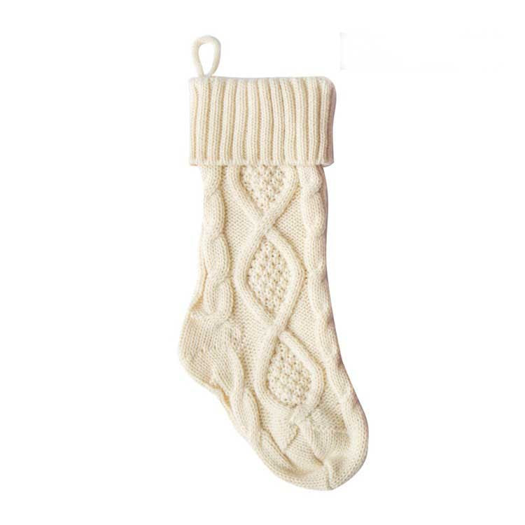 A Knitted Wool Diamond Socks