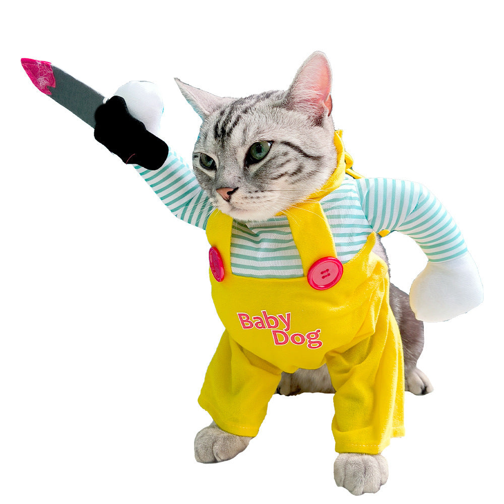 Cat Pet Costume Yellow Knife Assassin Cat Clothing