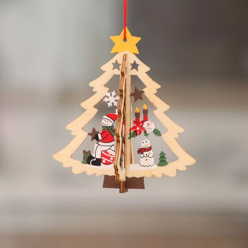 Wooden five-pointed star bell pendant