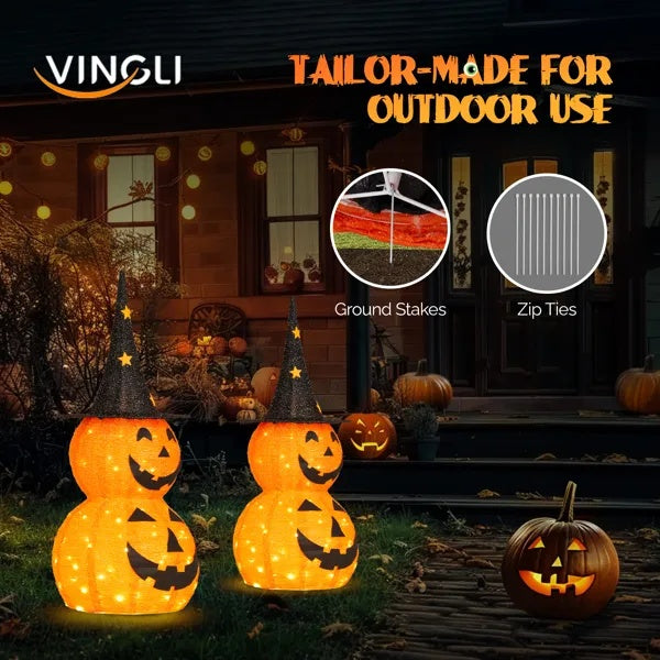 2pcs 3ft Halloween Collapsible Pumpkin