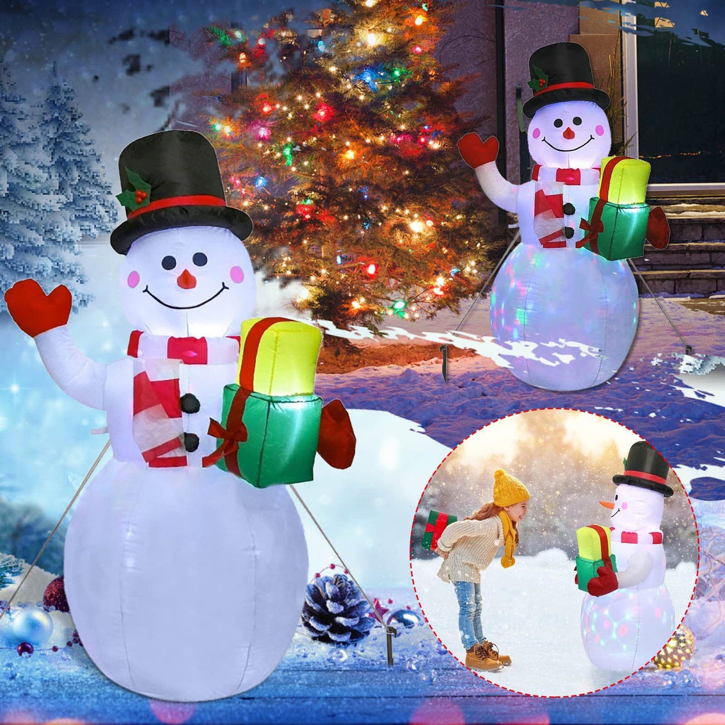 Glowing Santa Snowman Inflatable Doll