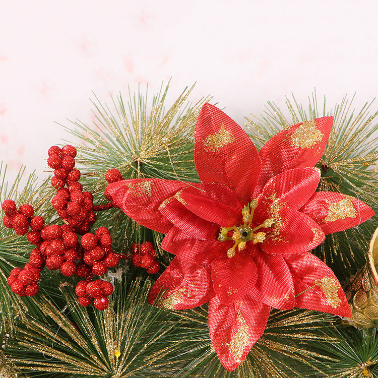 Clover Wreath Natural Pine Decorative Christmas Garland with Frost