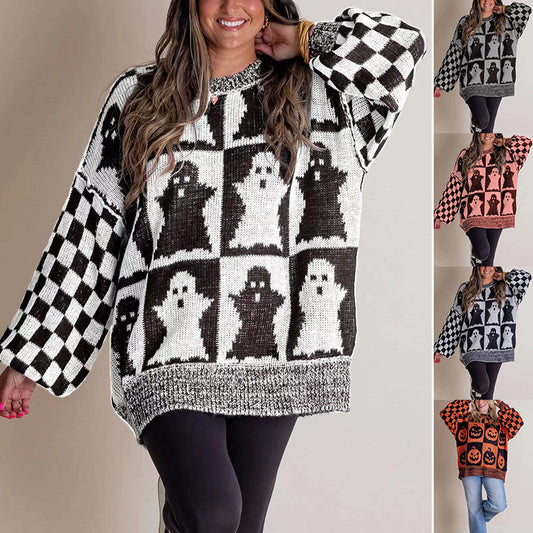Halloween Cartoon Ghost Sweater