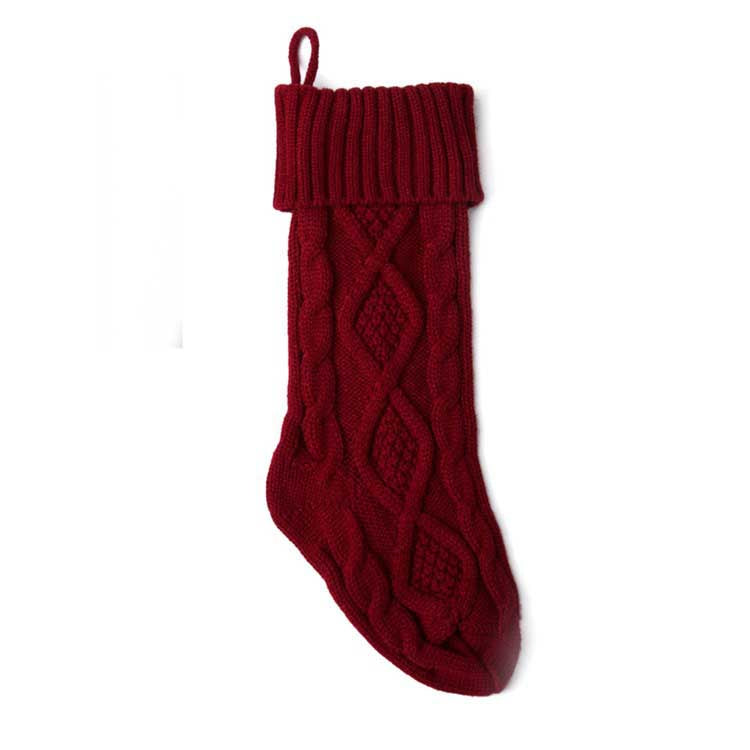 A Knitted Wool Diamond Socks