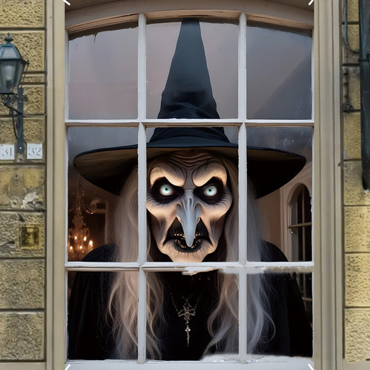 3D Witch Halloween Window Cover