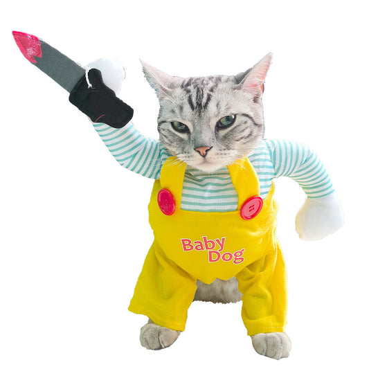 Cat Pet Costume Yellow Knife Assassin Cat Clothing