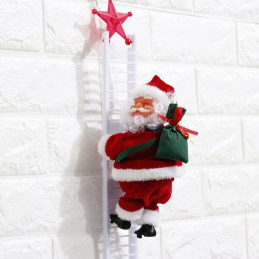 Electric Santa Claus Climbing Red Ladder Doll Toy