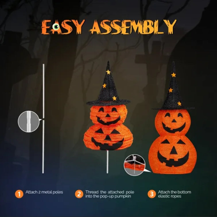 2pcs 3ft Halloween Collapsible Pumpkin