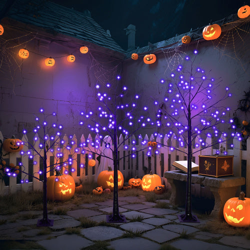 3 Pac Halloween Spooky Tree With Purple Lights
