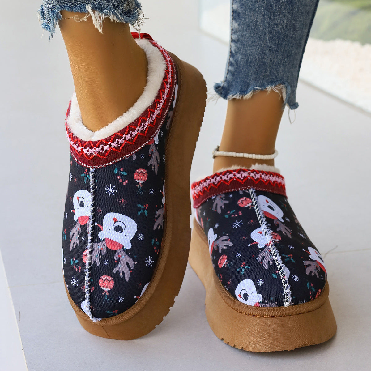 Cartoon Print Ankle Boots