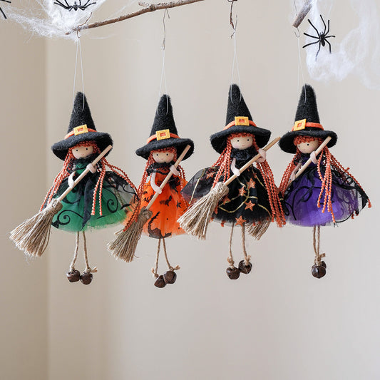 Mesh Broom Girl Angel Christmas Tree Pendant