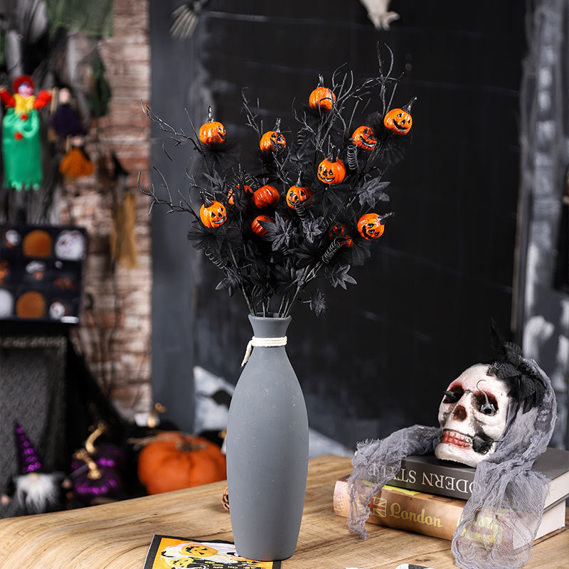 Black Horror Pumpkin Twig Cutting Bouquet