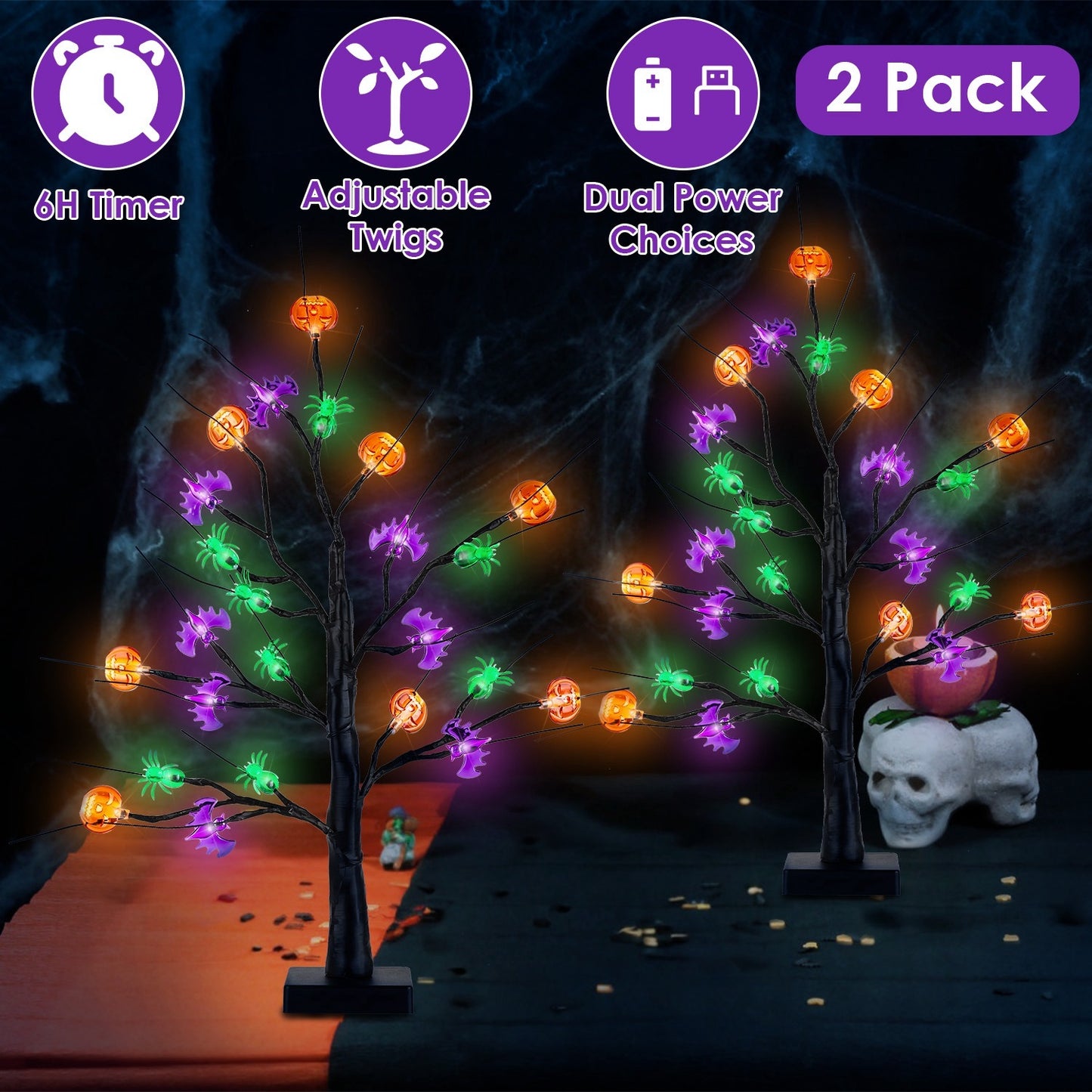 2Pack 1.97FT Lighted Halloween