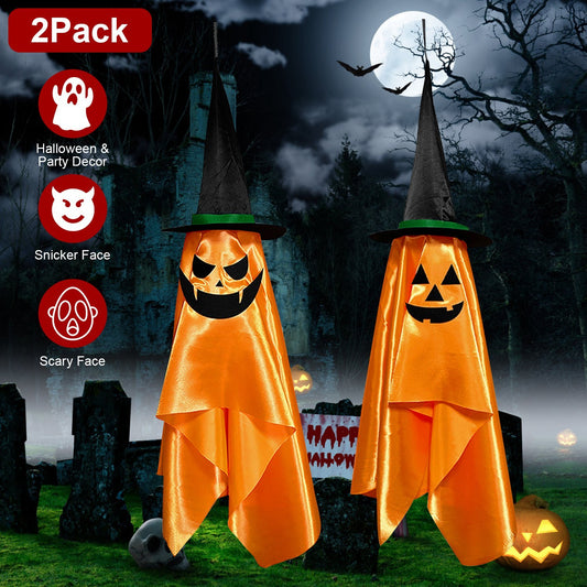 Hanging Ghosts With Wizard Hat