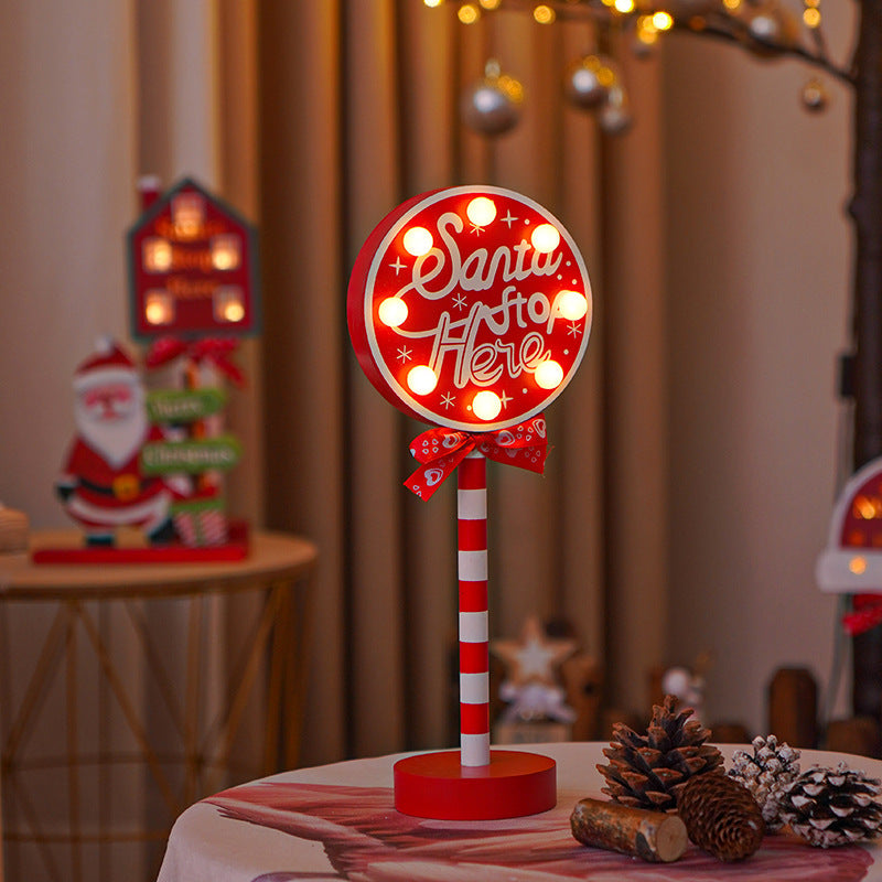 Road STOP Wooden Lamp