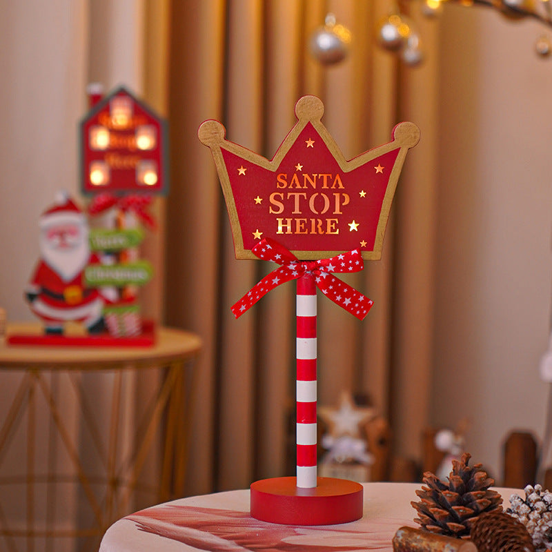 Road STOP Wooden Lamp