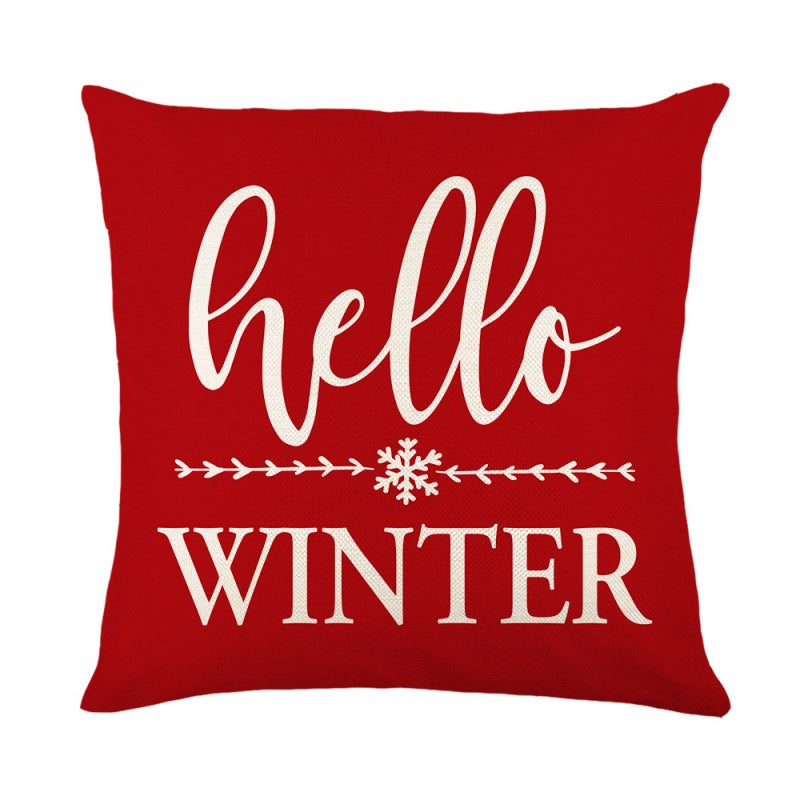 Festival Festive Linen Printing Pillow Cover