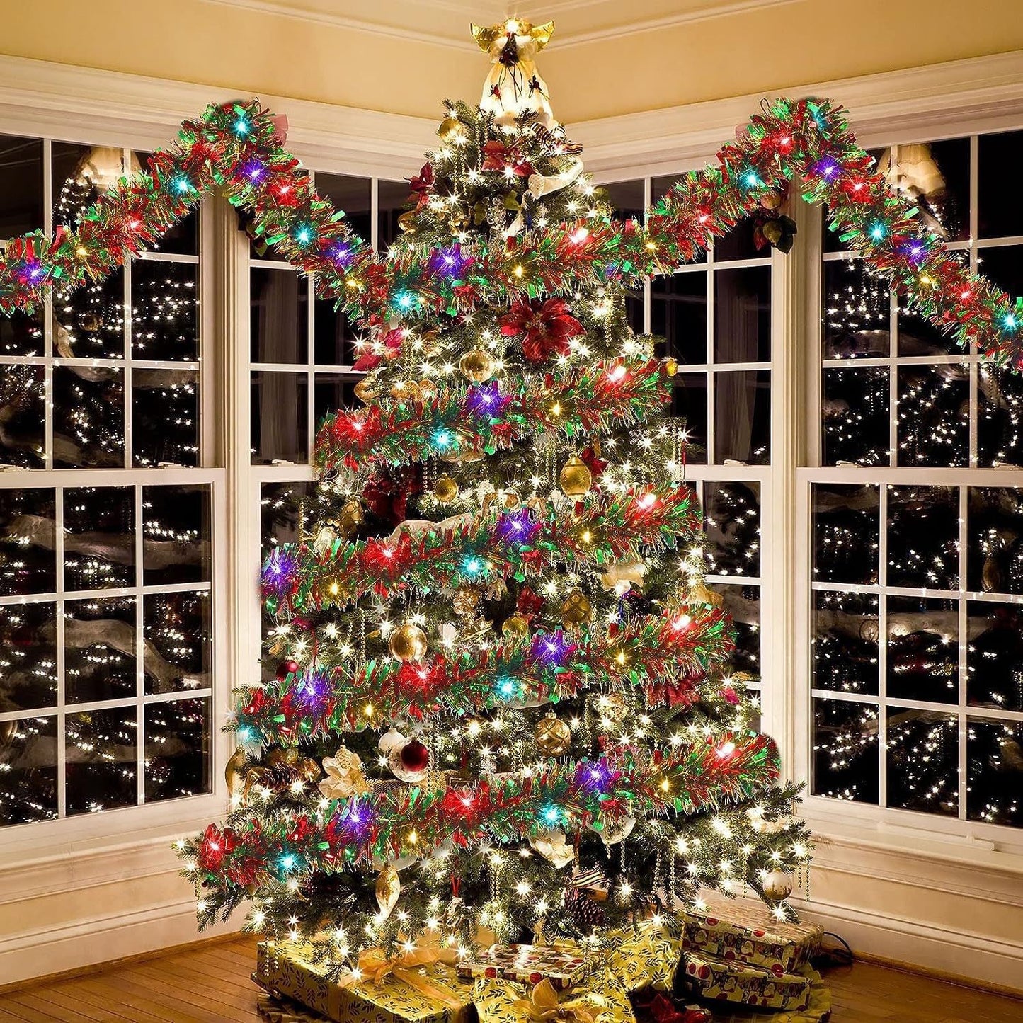 Christmas Ribbon Lights String Silk Party Decoration