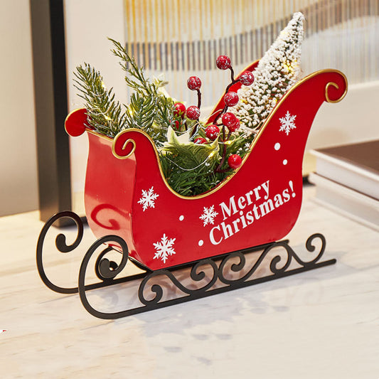 Desktop Mini Christmas Sledge Ornaments With Lights