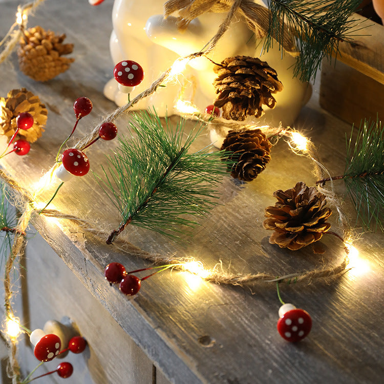 Warm White Pine Cone Star String Lights