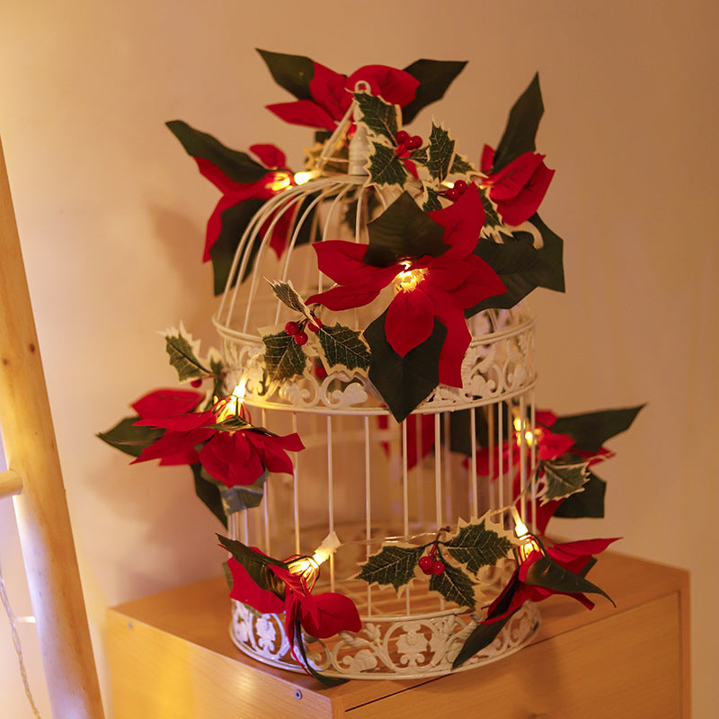 Lights With Red Flowers And Red Fruits