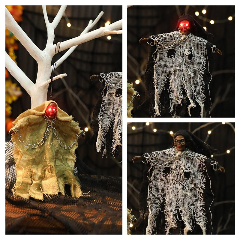 Hanging Ghost Iron Chain Glowing Skull