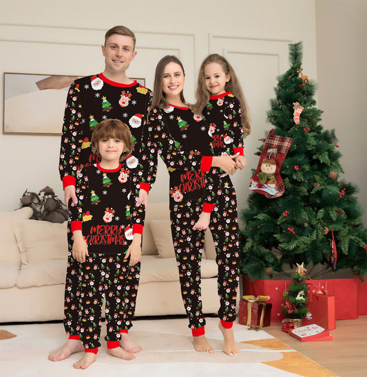 Black Matching Pajamas Set Christmas