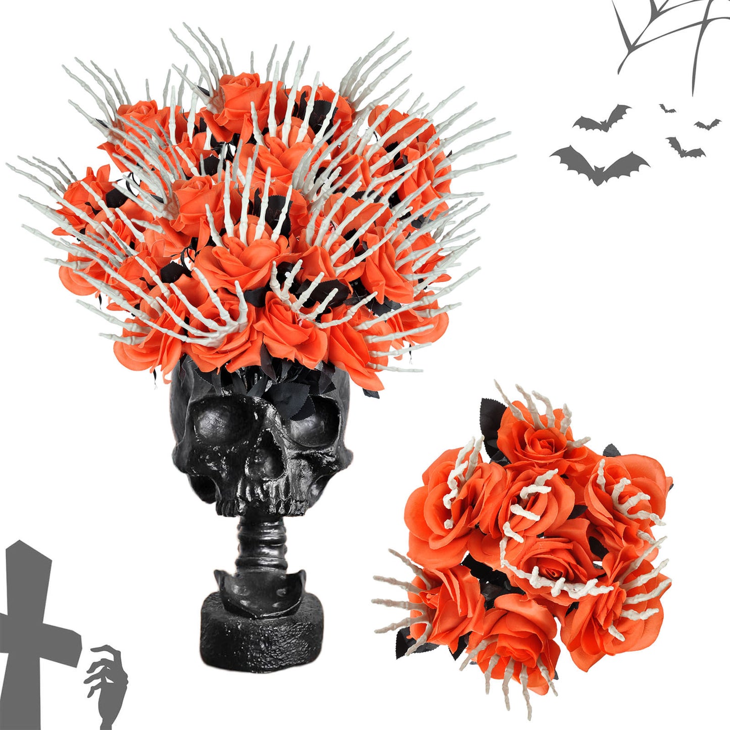 Halloween Skull Hand Rose